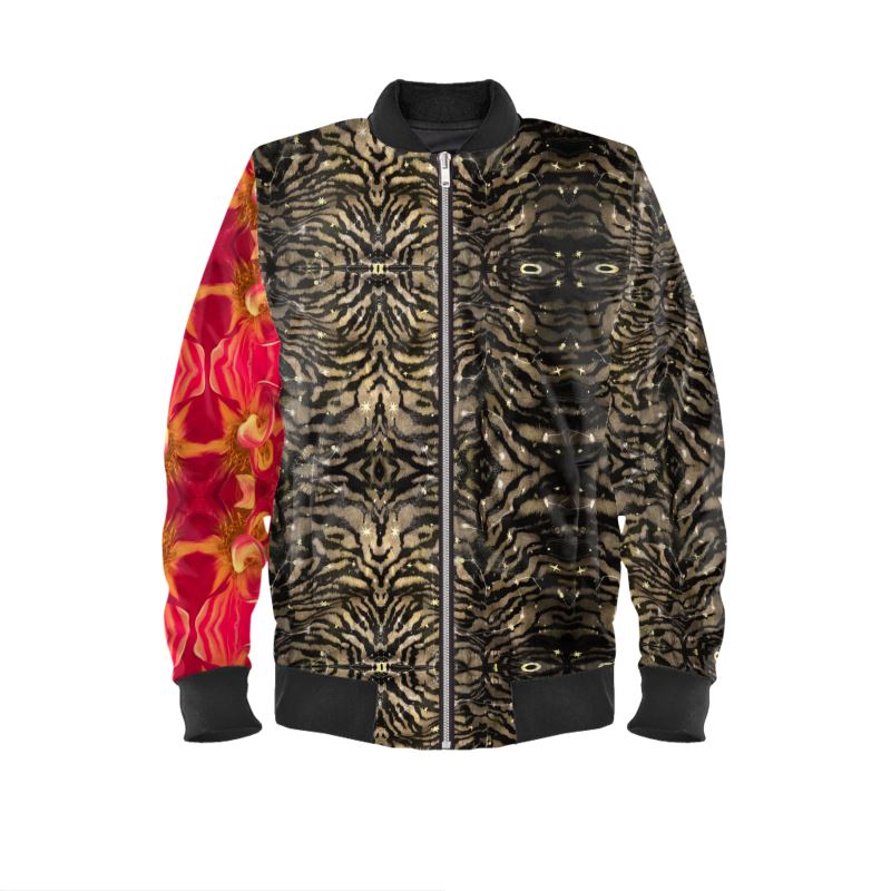 Tiger Stars Satin Bomber Jacket